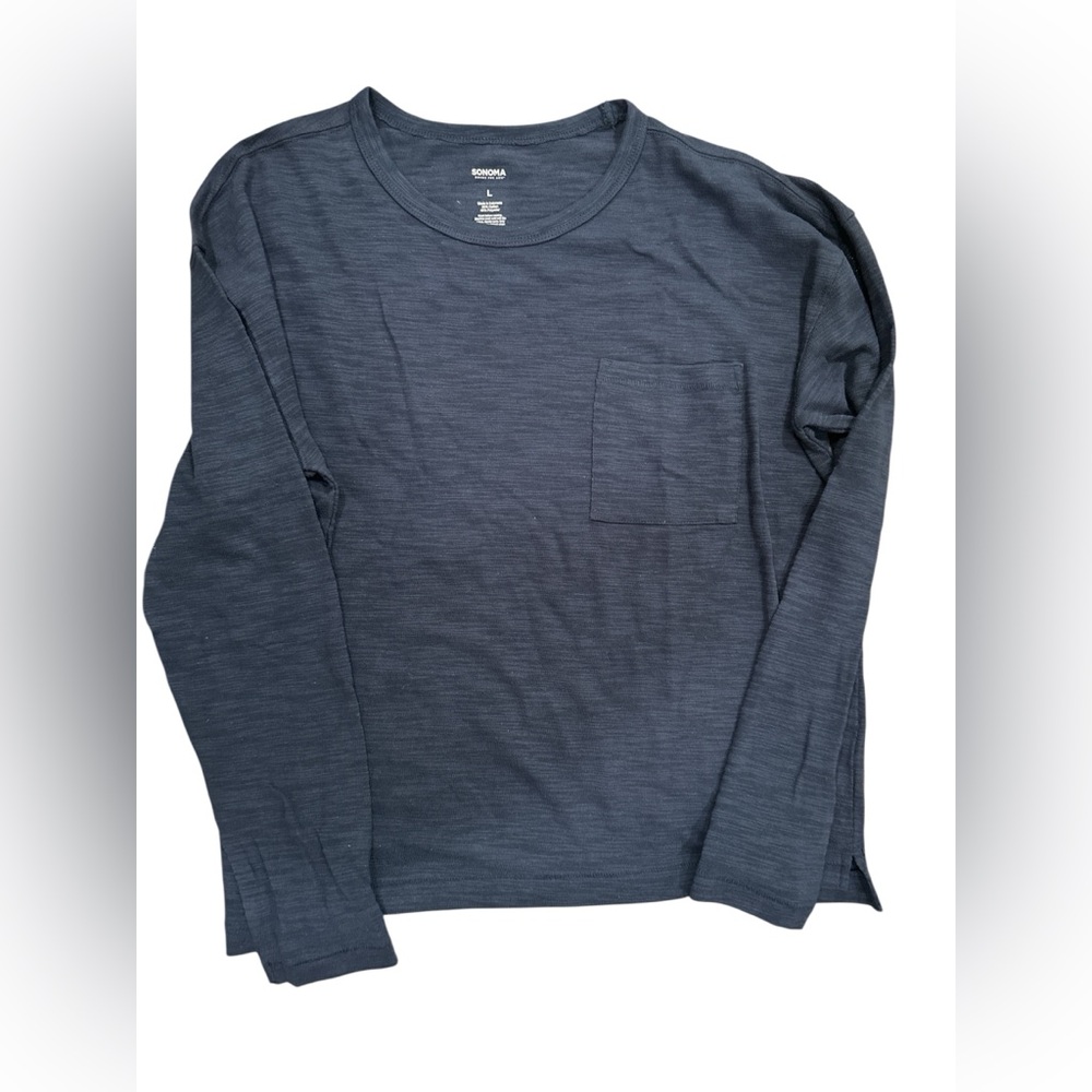 Women’s Sonoma Navy Long Sleeve Top with Pocket size L NWOT